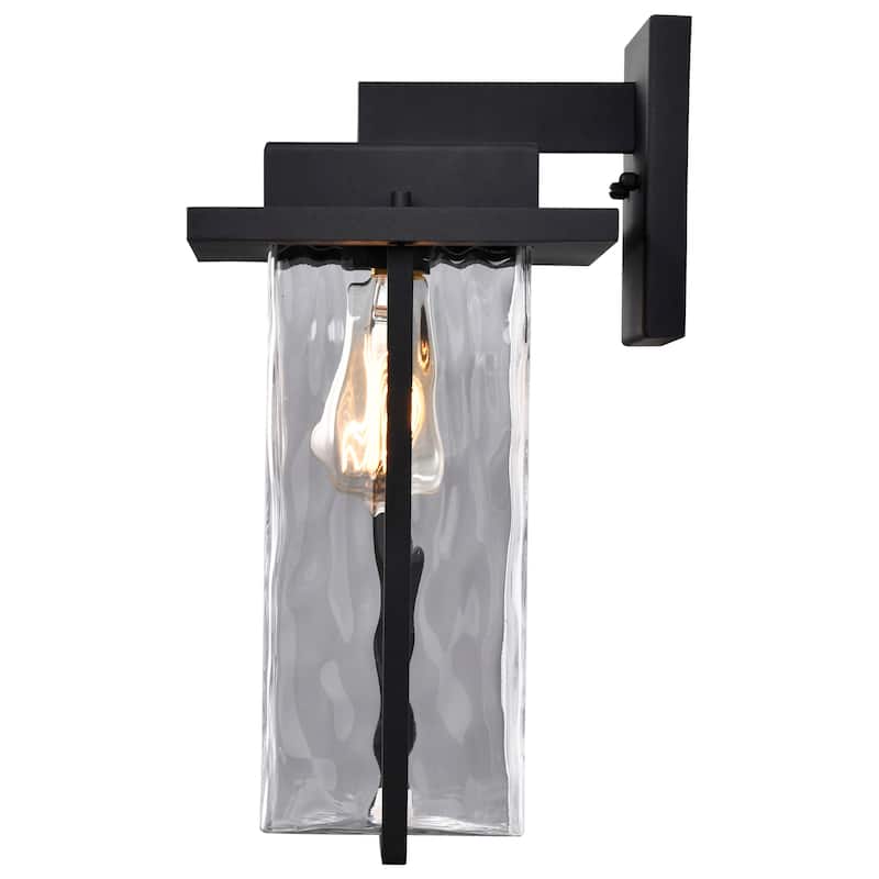 Vernal 1 Light Large Wall Lantern Matte Black with Clear Water Glass