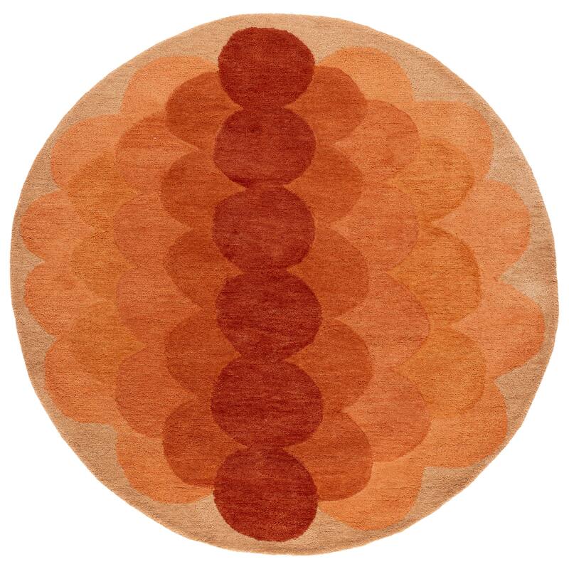 SAFAVIEH Handmade Metro Violetka Wool Rug - 6' Round - Orange/Rust