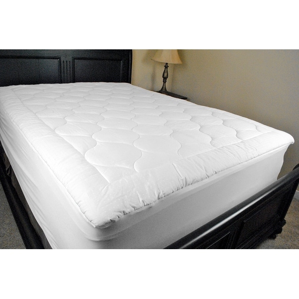 Bright White with Light Polka Dots Quilted Hypoallergenic Plush King Mattress Pad 76" x 80" - N/A