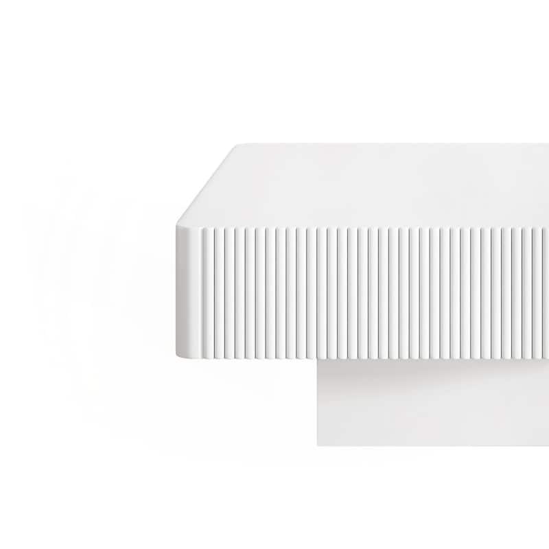 31.6" Elegant Square Fluted Coffee Table with 7.1" Thick Tabletop