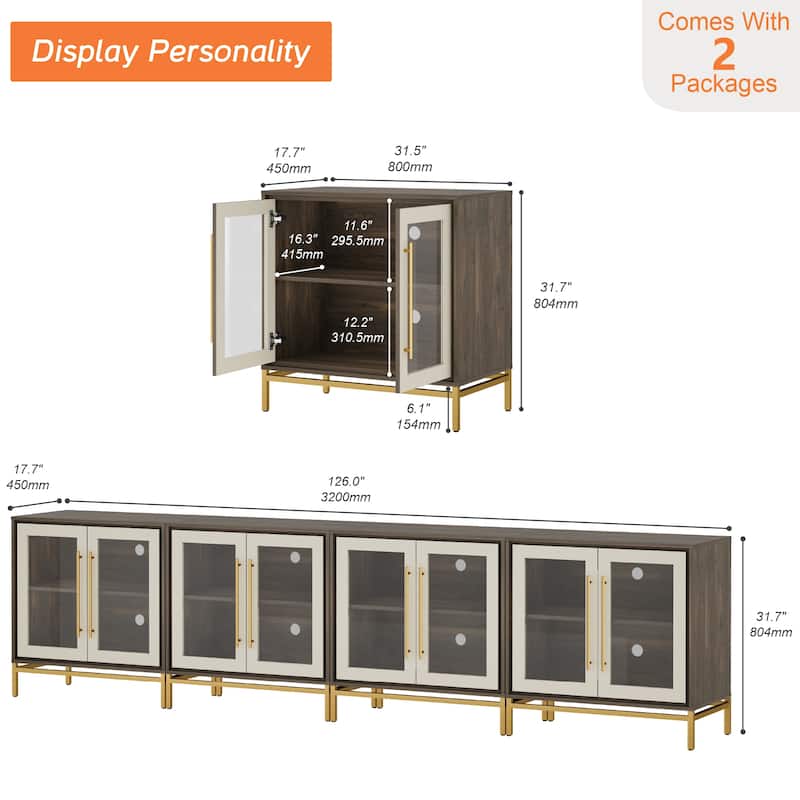 WAMPAT Modern Sideboard Buffet with Leather-Textured Doors