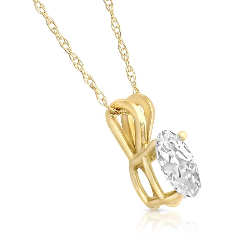 1/3Ct Certified Lab Grown Oval Diamond Solitaire Pendant Yellow Gold Necklace