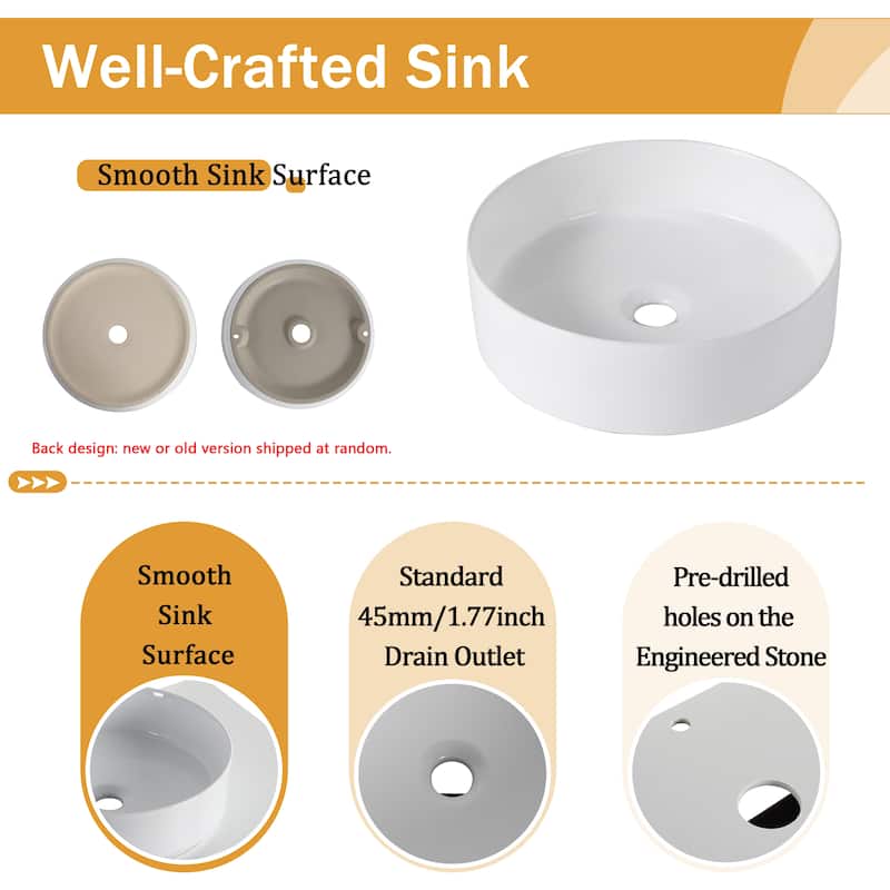 Malwee 30"/36" Floating Bathroom Vanity, Wall Mounted Bathroom Vanity with Ceramic Sink and Soft Close Door