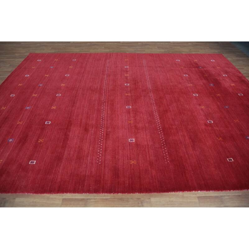 Hand Knotted Oriental 100% Wool Carpet Tribal Tribal Red Gabbeh Area Rug - 11' 4'' X 8' 2''