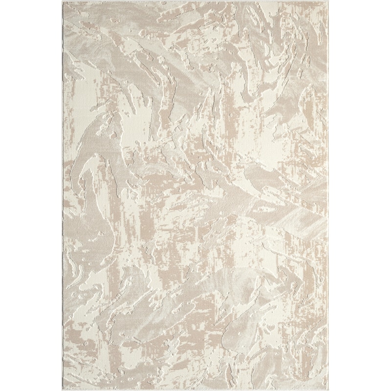Abani Rugs TER110A Cream Beige Abstract Wavy Area Rug