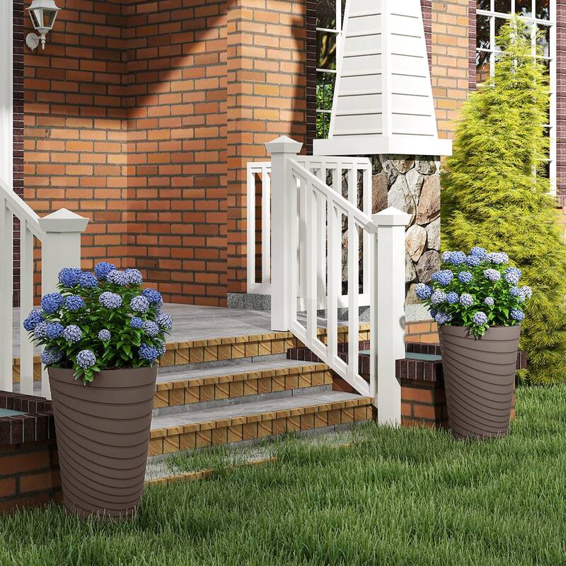 Gymax 18'' Tall Flower Pot Set of 2 w/ Insert Bucket Handle Design