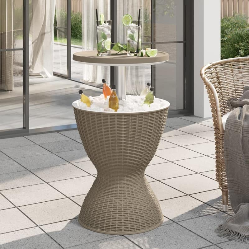 vidaXL 3-in-1 Ice Cooler Table Polypropylene - 18.9" x 18.9" x 22.4"/32.3" - Brown
