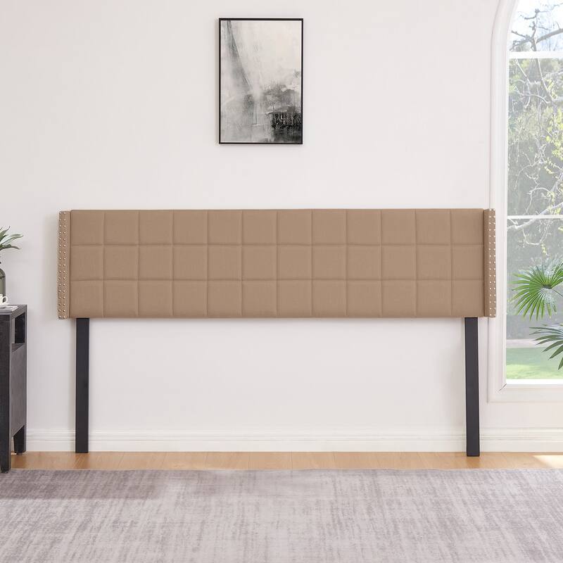 Javlergo Queen/King Size Adjustable Upholstered Headboard Modern Wingback Headboard with Double Nailhead Trimming