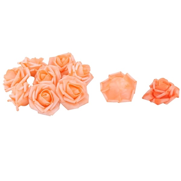 Wedding Party Foam Craft Artificial Rose Flower Heads Buds DIY Decor Orange 10pcs