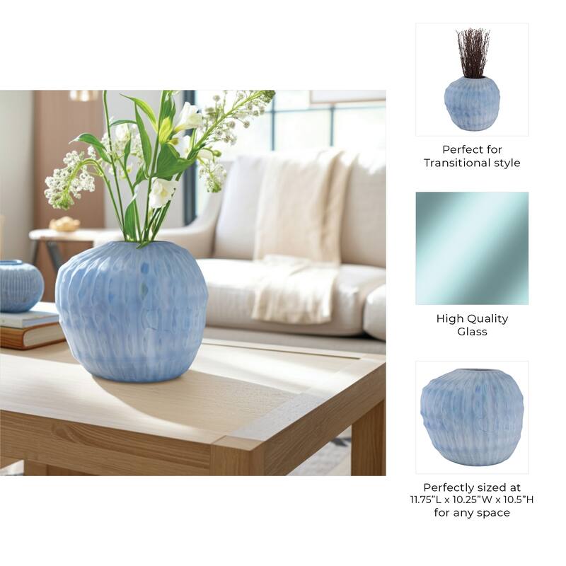 Glass Vase Ribbed Abstract Pattern for Flower Arrangement Home Decor