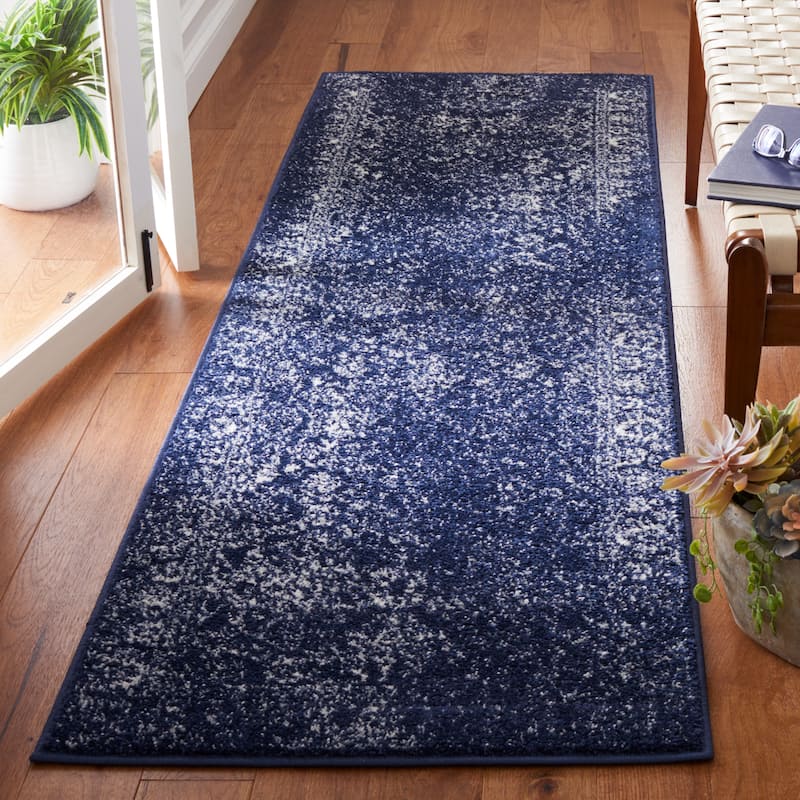 SAFAVIEH Adirondack Dakota Rustic Shabby Chic Distressed Rug - 2'6" x 12' Runner - Navy/Ivory - Runner