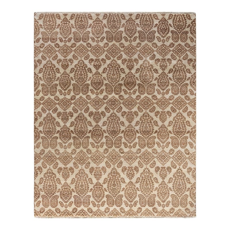 Ikat One-of-a-Kind Hand-Knotted Area Rug - Beige, 8' 3" x 10' 4" - 8' 3" x 10' 4"