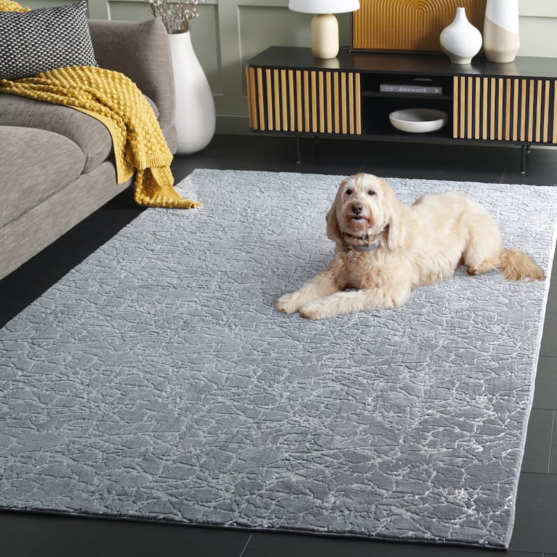 SAFAVIEH Faux Rabbit Fur Metallic Maiga Slip Resistant Rug