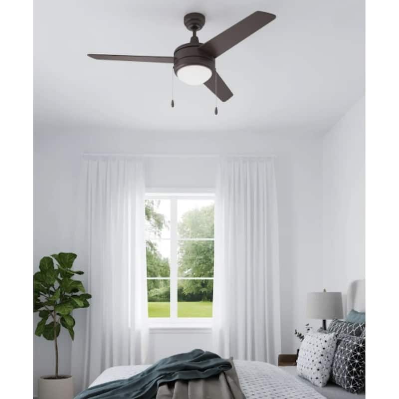 50" Contempo 3-Blade Ceiling Fan Oil Rubbed Bronze Finish with Integrated LED Light