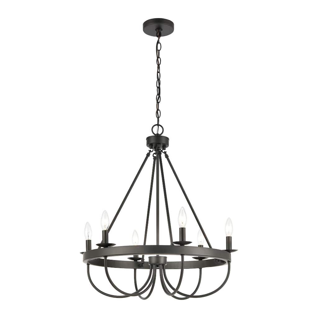 Elk Home Williamson Black Metal 6 Light Chandelier