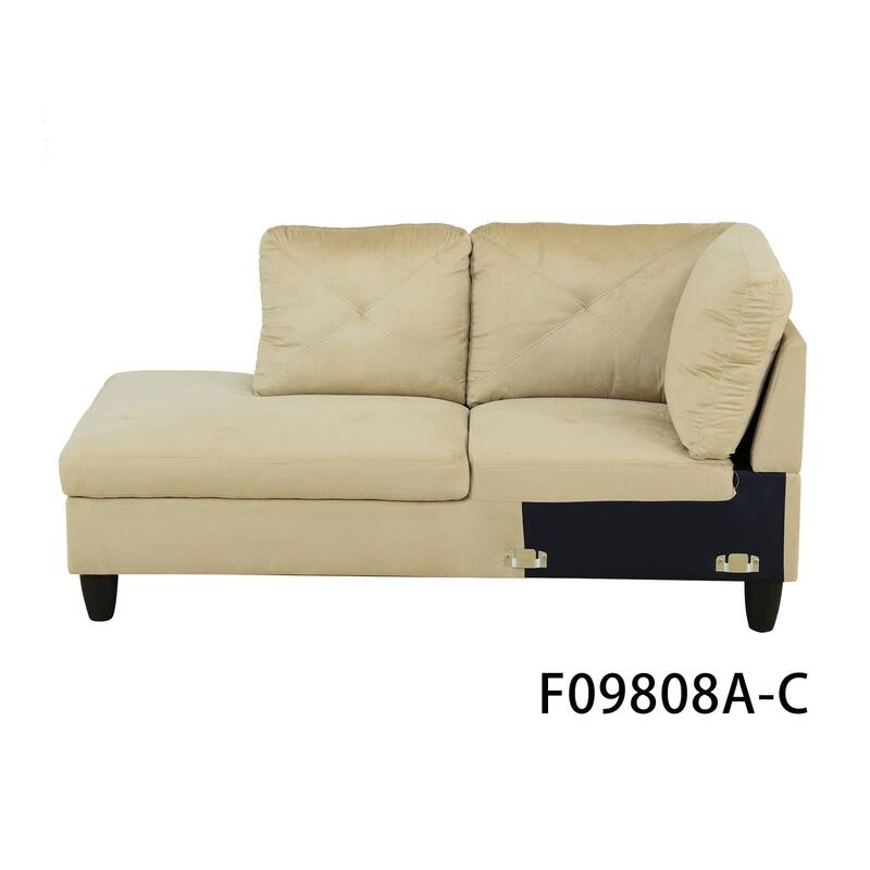 Beige Microfiber 3-Piece Living Room Sofa Set