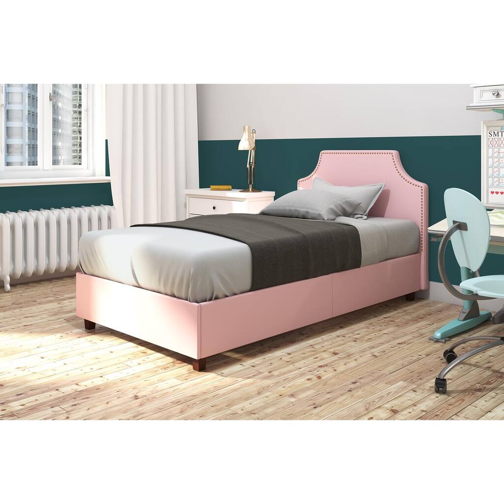Avenue Greene Malone Pink Upholstered Twin Bed