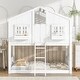 preview thumbnail 1 of 10, Twin over Twin House Bunk Bed with Roof , Window, Window Box, Door , with Safety Guardrails and Ladder White