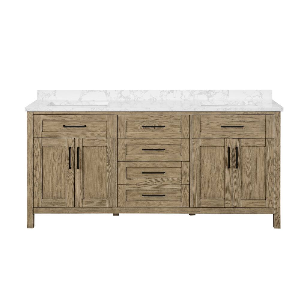 Ove Decors Tahoe 72 in. Double Sink Bathroom Vanity in Water Oak