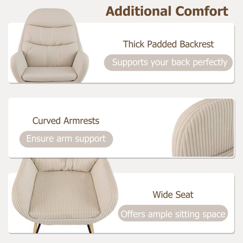 Costway 1/2 PCS Upholstered Rocking Chair with Padded Backrest & Seat