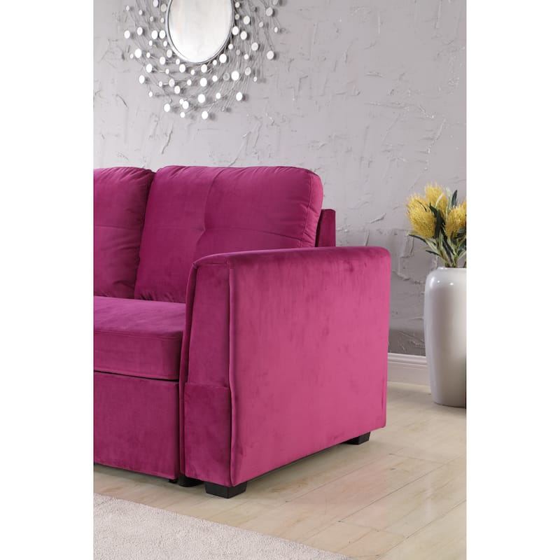 Velvet Reversible Sofabed Sectional Sofa & Chaise - 91" Wide