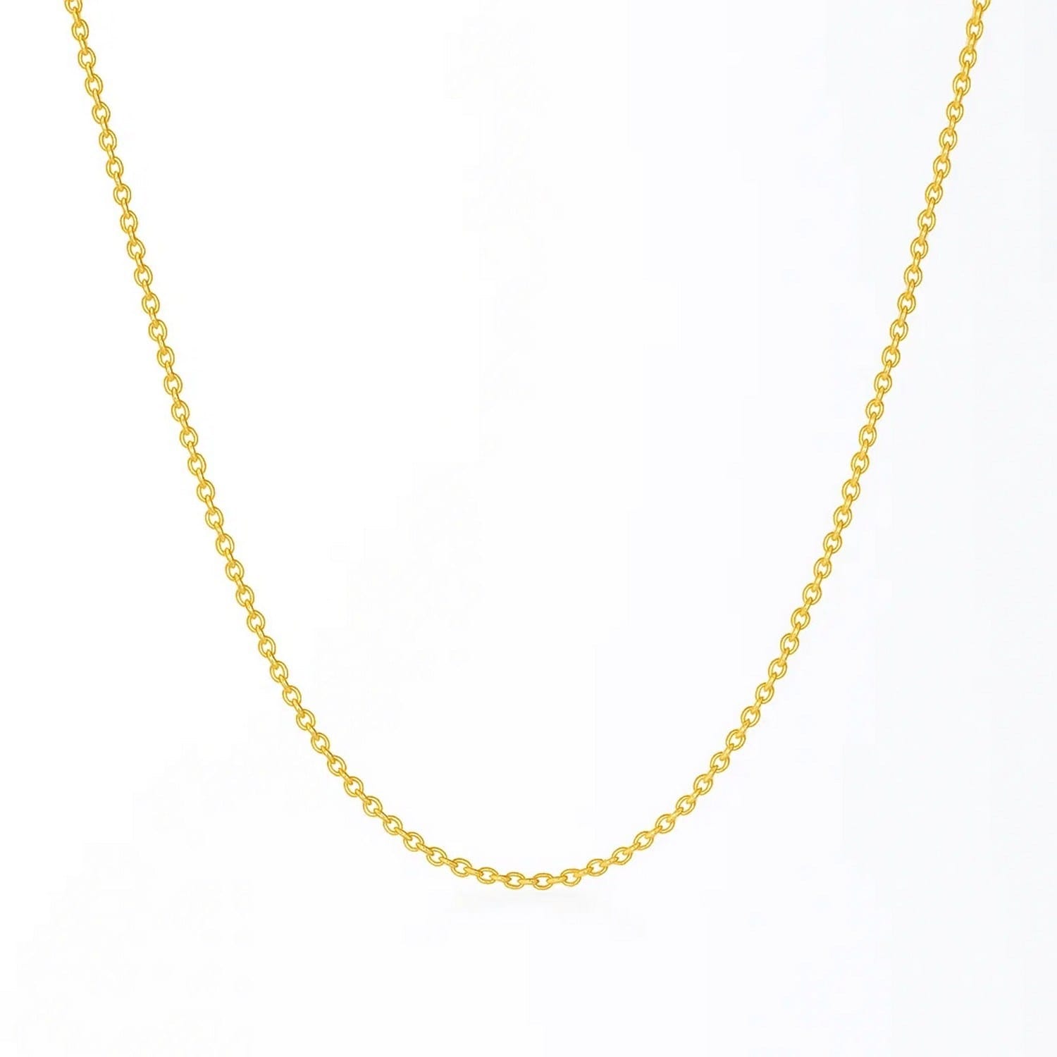 MayaMila 14k Yellow Gold Round Cable Link Chain 1.1mm