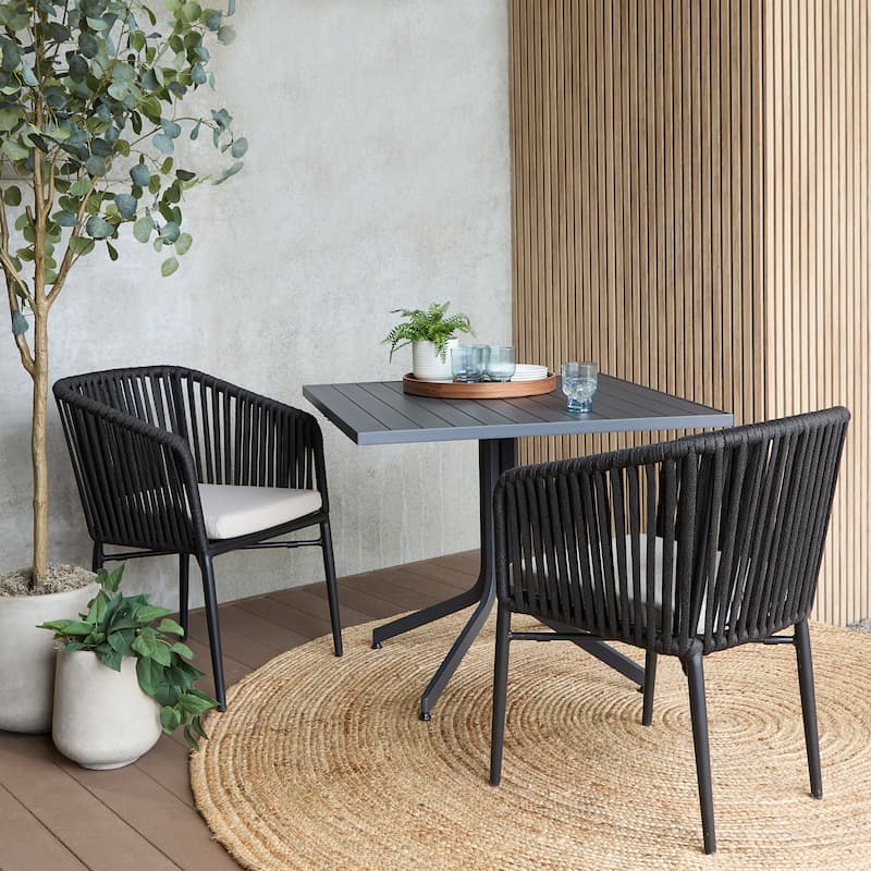 Bohdi Outdoor Chair Set in Black with Sunbrella Cushions by Real Flame