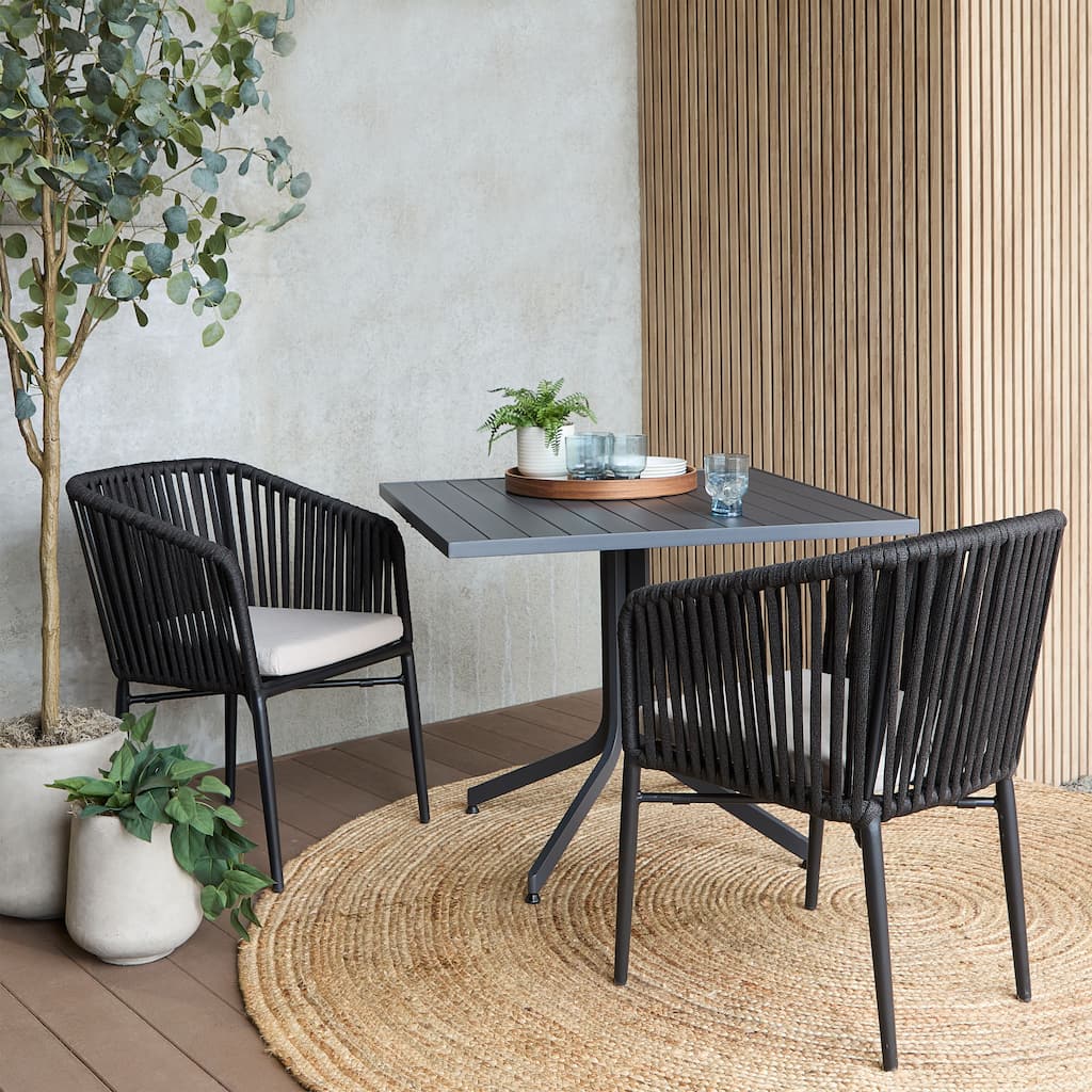 Bohdi Outdoor Chair Set in Black with Sunbrella Cushions by Real Flame