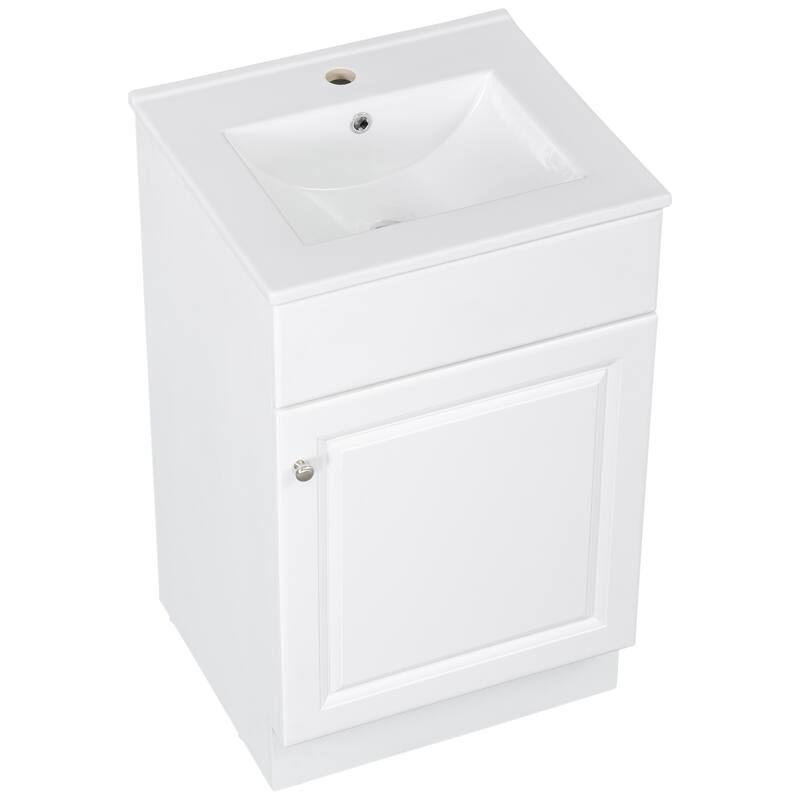Green 20" Bathroom Vanity Cabinet with Sink, Soft Closing Door, Storage Shelf, and Adjustable Interior Shelf