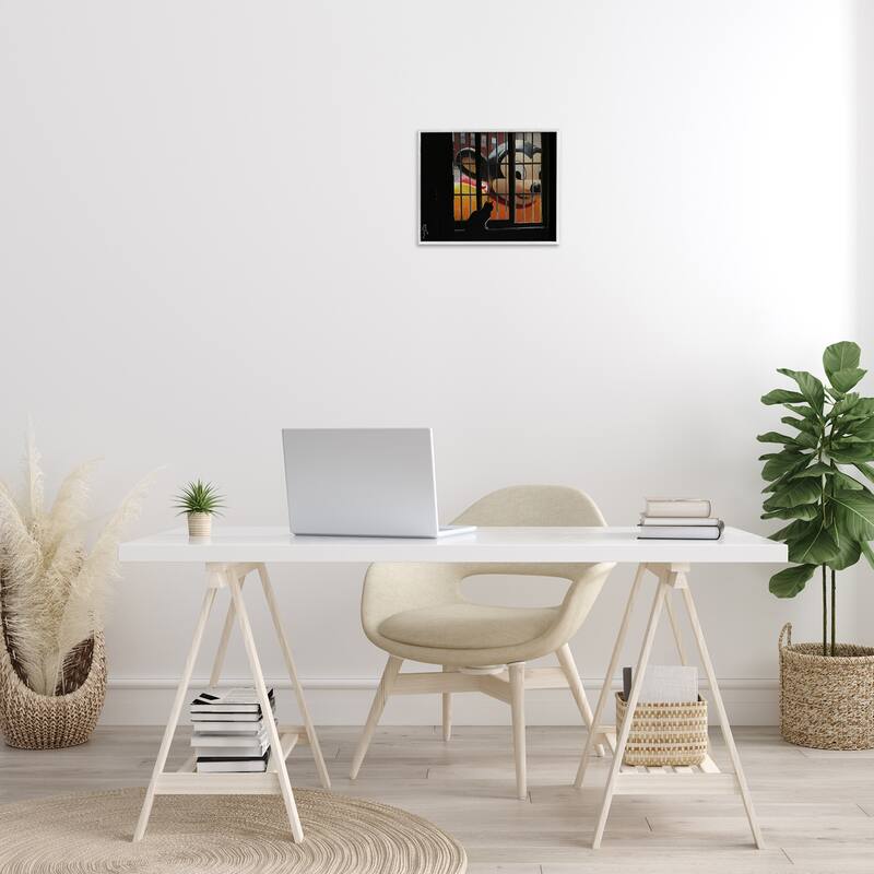 Stupell Mouse Character Peering at Cat Framed Giclee Art Design By Keith Thomson