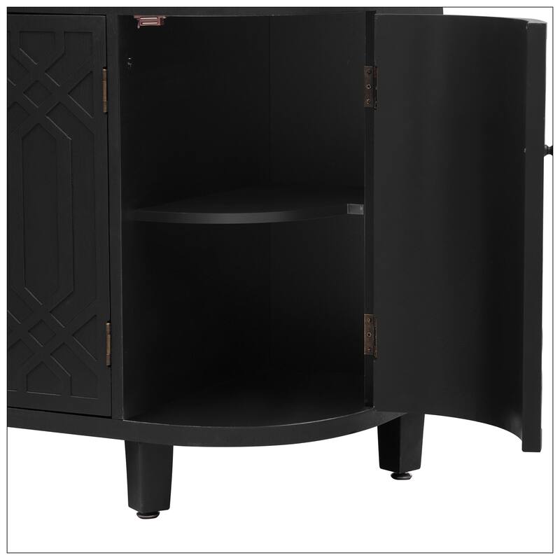 Curved Design Storage Cabinet made of Fraxinus Mandschuric Solid Wood
