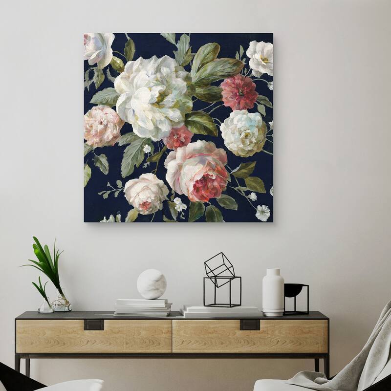Gifts From the Garden Navy Crop by Danhui Nai Canvas Art Print