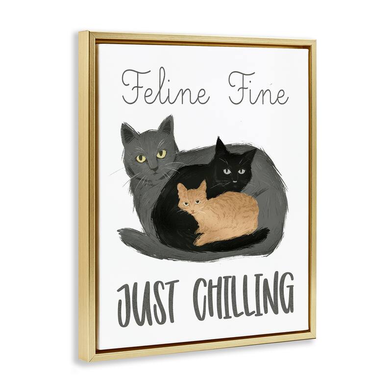 Stupell Feline Fine Just Chilling Framed Floater Canvas Wall Art Design By Ziwei Li