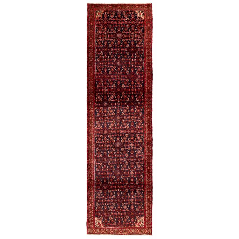 ECARPETGALLERY Hand-knotted Andelz Navy Wool Rug - 3'7 x 12'6 - Dark Navy - 3'7 x 12'6