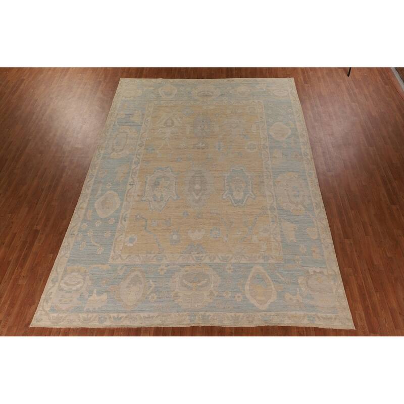 Vegetable Dye Oushak Turkish Large Area Rug Handmade Wool Carpet - 10'0" x 13'7"