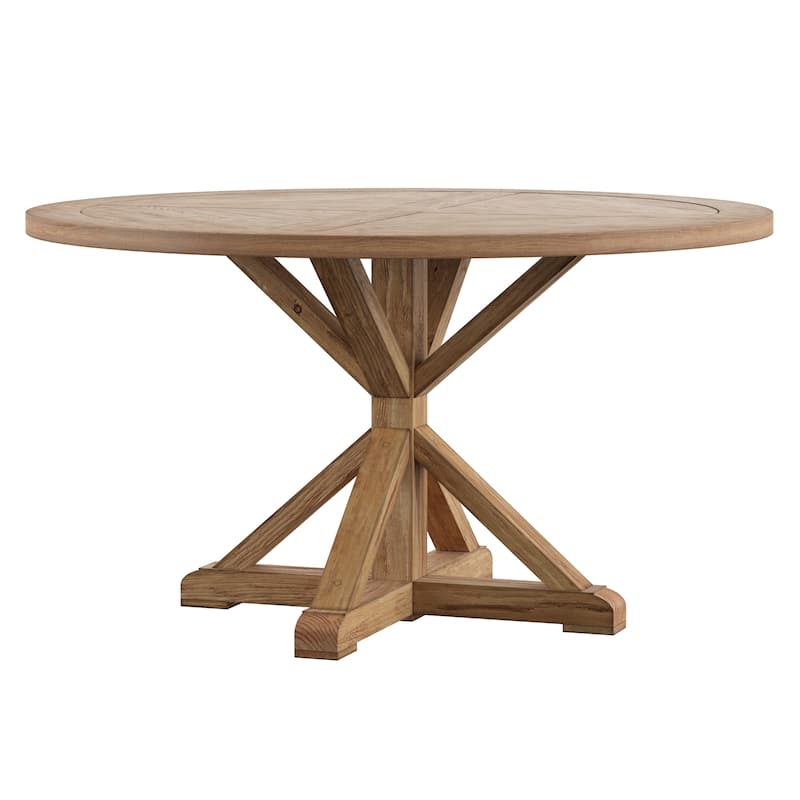 Benchwright Rustic X-base Round Pine Wood Dining Table by iNSPIRE Q Artisan - 54" - Pine Finish