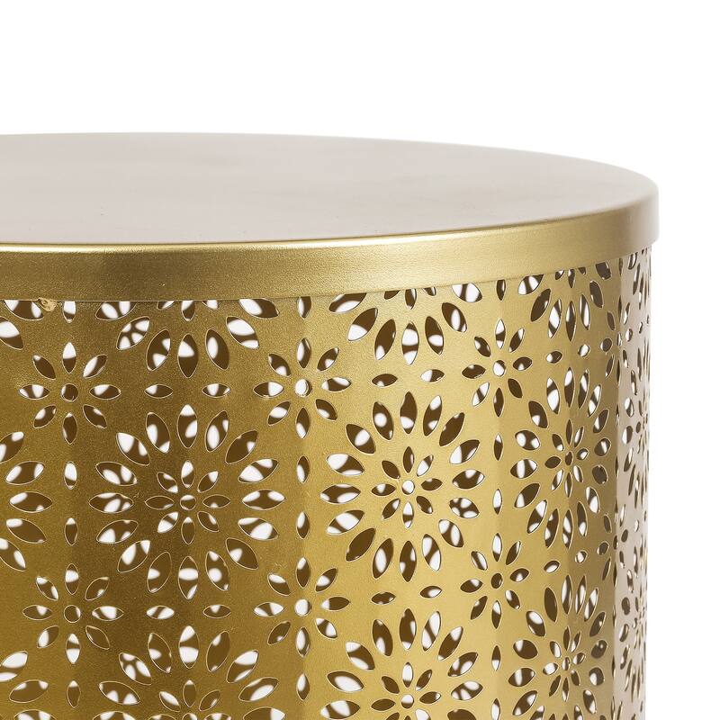 Adeco Set of 2 Round Metal Nesting Side End Tables Set - set of 2