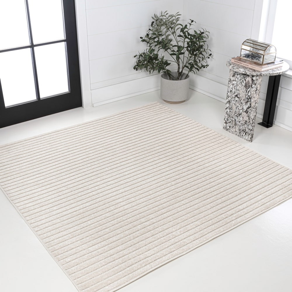 JONATHAN Y Maribo Minimalist Scandi Striped Navy/ivory Area Rug