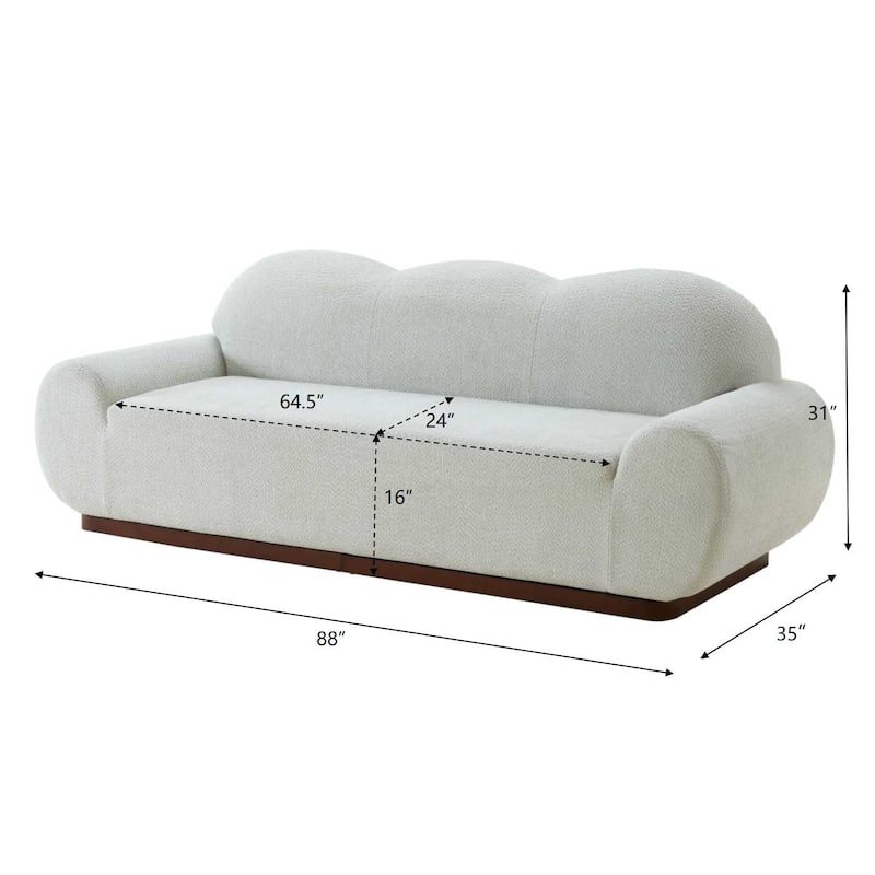 Christopher Knight Home - Cloud Modern Upholstered Chenille Curved 3-Seater Sofa with Round Arms