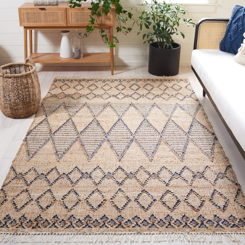 SAFAVIEH Flatweave Natural Fiber Leefke Casual Jute Rug - 3' x 5' - Blue/Natural