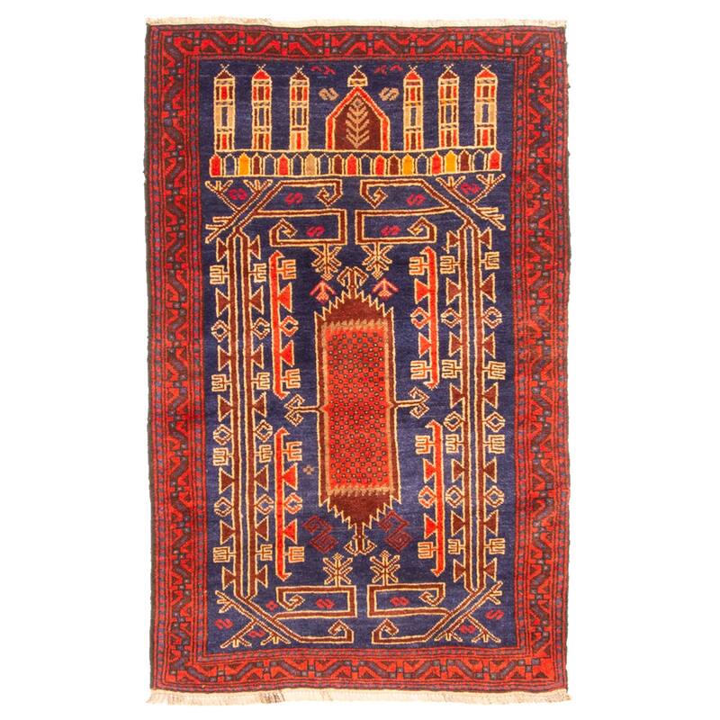 ECARPETGALLERY Hand-knotted Teimani Dark Navy Wool Rug - 2'6 x 4'0