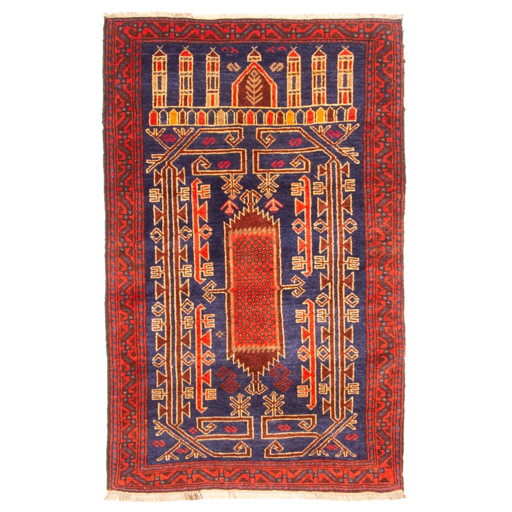 ECARPETGALLERY Hand-knotted Teimani Dark Navy Wool Rug - 2'6 x 4'0