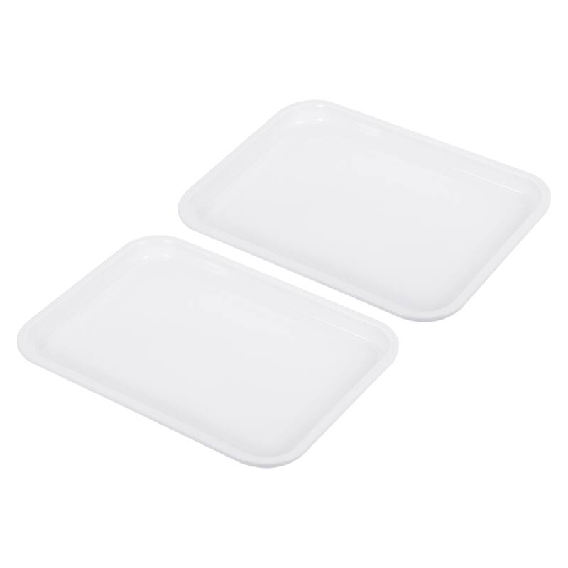 Fast Food Tray, 2 Pack Plastic Serving Tray Reusable Rectangle Tray - White