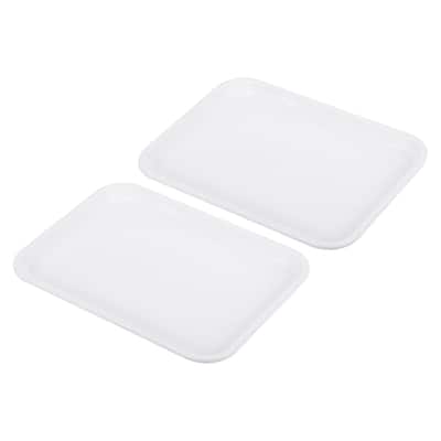 Fast Food Tray, 2 Pack Plastic Serving Tray Reusable Rectangle Tray - White