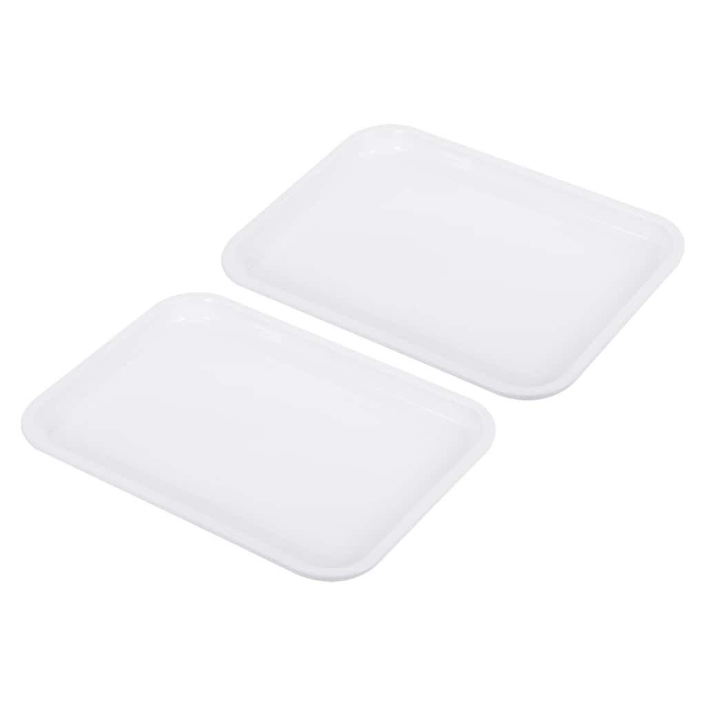 Fast Food Tray, 2 Pack Plastic Serving Tray Reusable Rectangle Tray - White