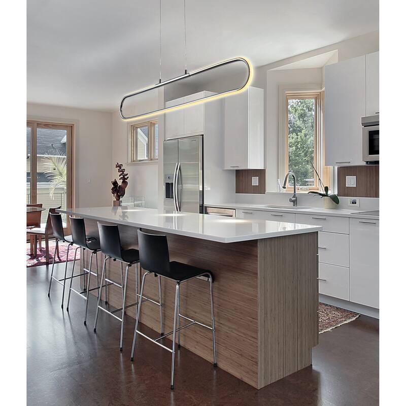 Makena 39" Dimmable Adjustable Integrated LED Metal Linear Pendant, by JONATHAN Y
