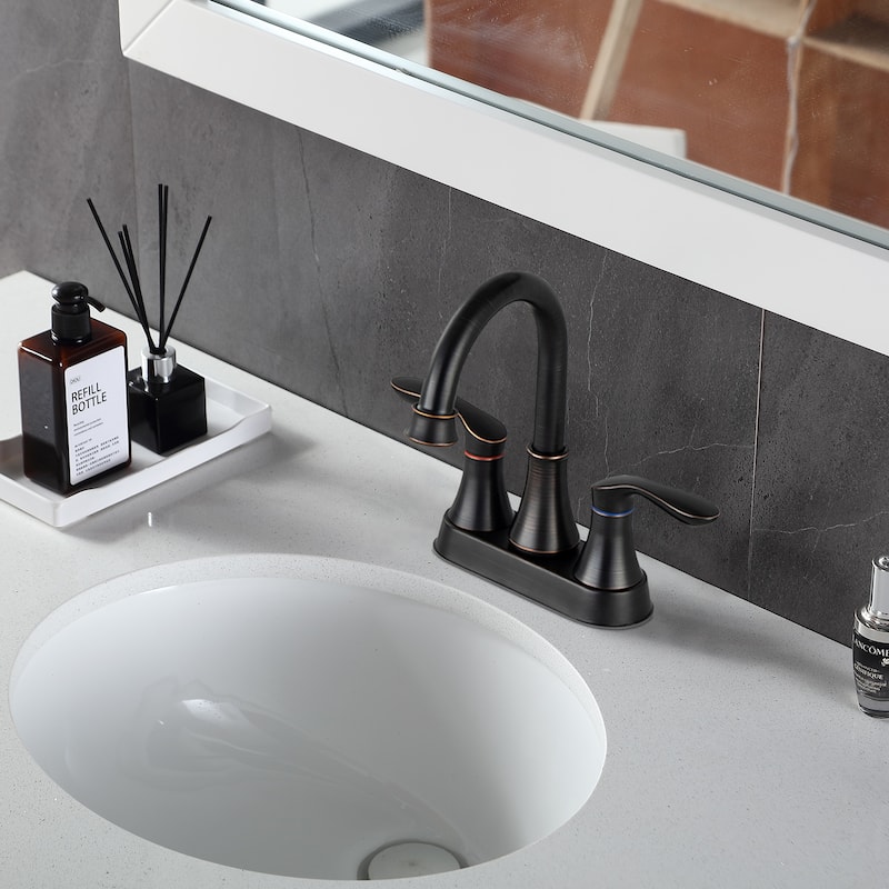 Double Handle three Hole Bathroom Faucet