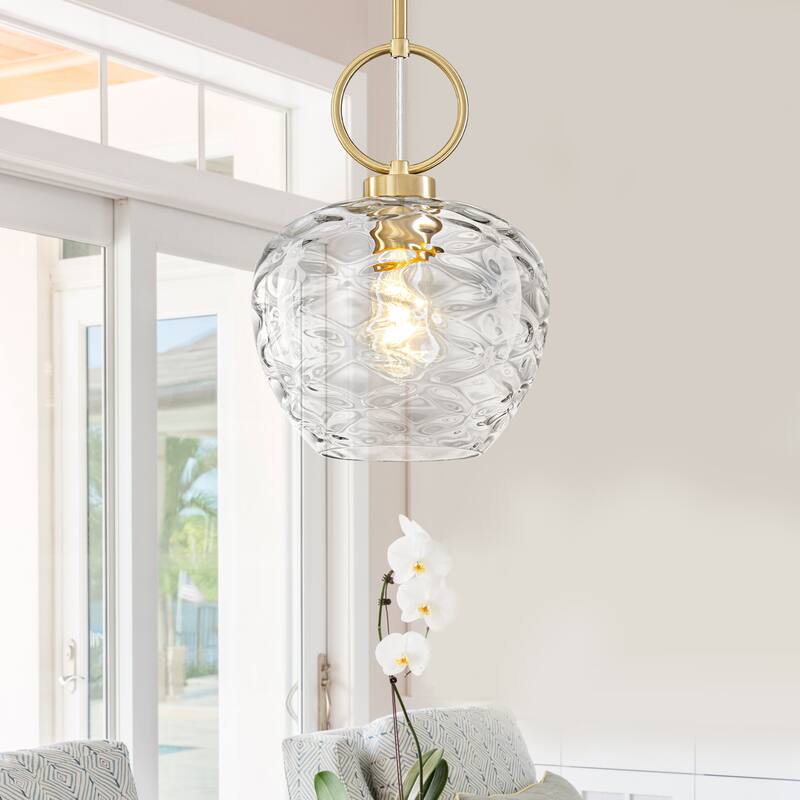 Modern Gold Geometric Glass Pendant Light Fixture Adjustable Cord - Dia.9.06-in - Dia.9.06-in
