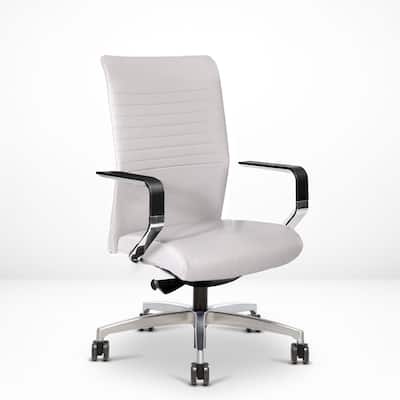 Via Seating Proform Parallel Hand-Stitched Executive Ergonomic Desk Chair, Italian Leather and Polished Aluminum Frame