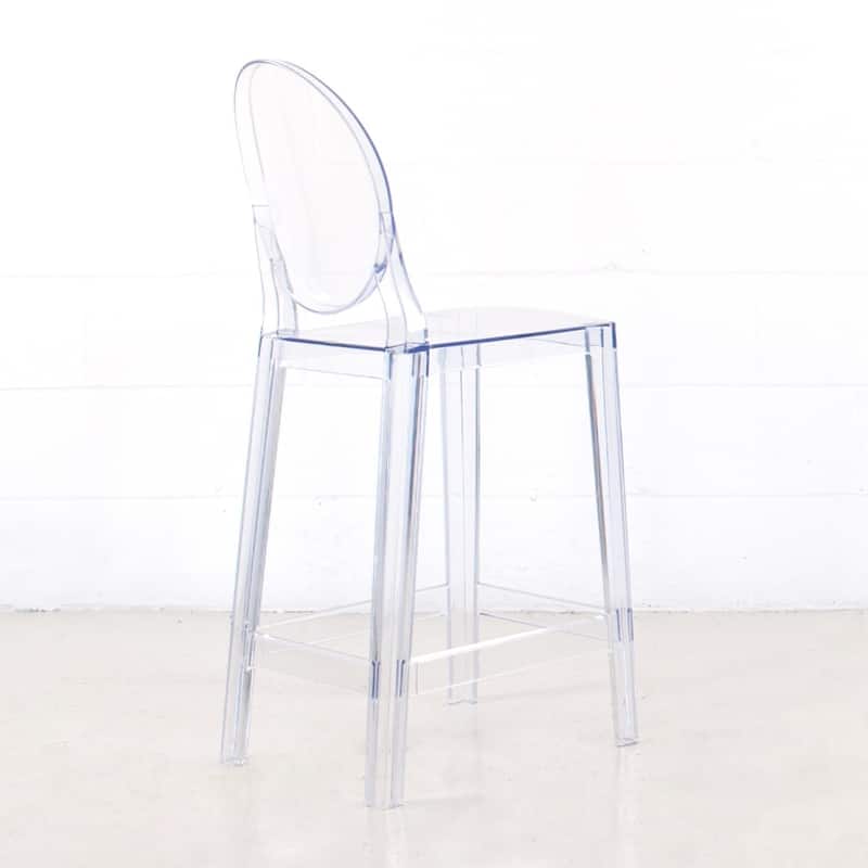 (Set of 2) Casper Round Back Transparent Plastic Counter Stool